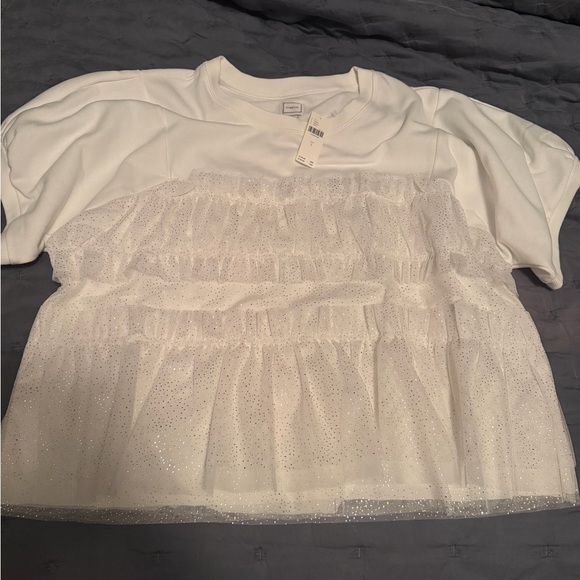 Maeve Tops - Maeve Ivory Glitter Ruffle Top